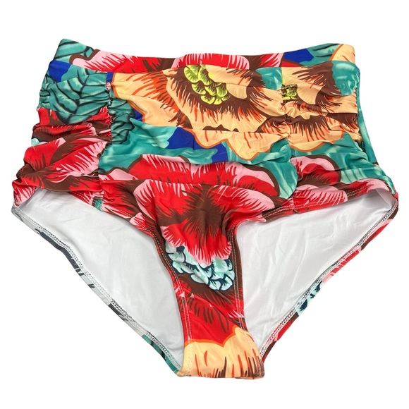 NEW Avid Love Tropical Floral High Waist Tummy Control Bikini Bottoms Size XL - Picture 5 of 8